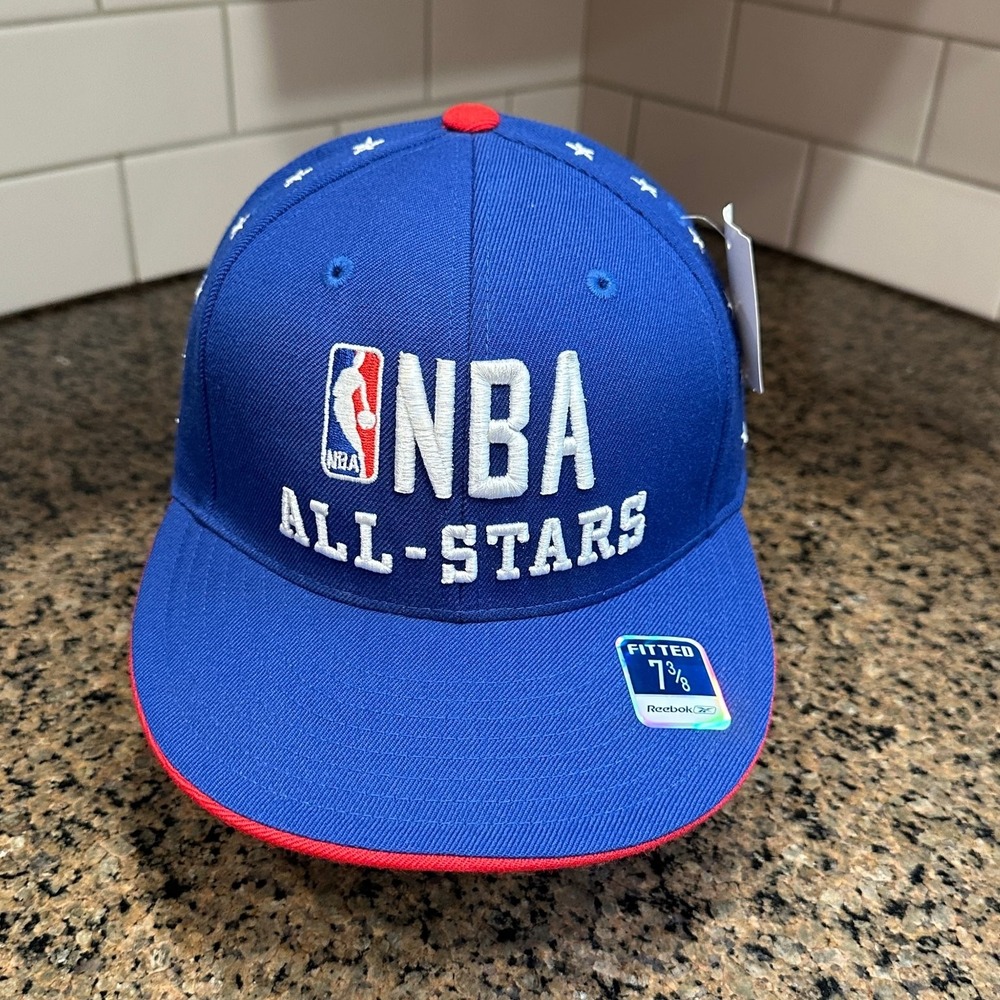 Vtg NBA All-Stars Mitchell & Ness Reebok Fitted Hat 7 1/8 Blue Deadstock New